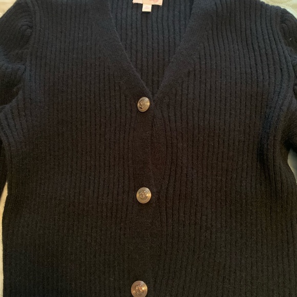 Pink Lily- Cropped Black Cardigan With Gold Buttons - Picture 3 of 8